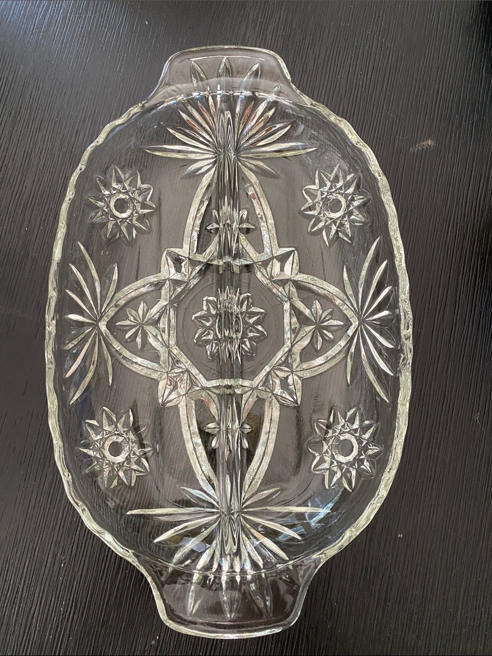 Vintage Anchor Hocking 2-part divided relish dish